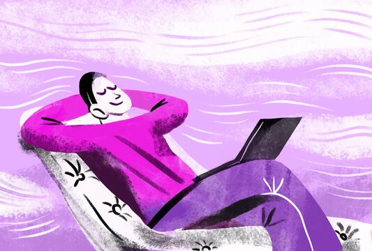 Work Break: Man Resting with Laptop