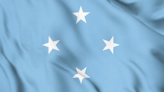 Federated States of Micronesia) National Flag Waving in Wind with Realistic Fabric Texture, Seamless Loop Animation 4K