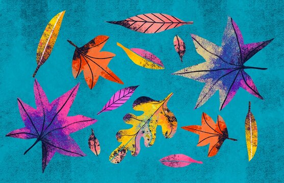 Textured Autumn Leaves and Berries Collection