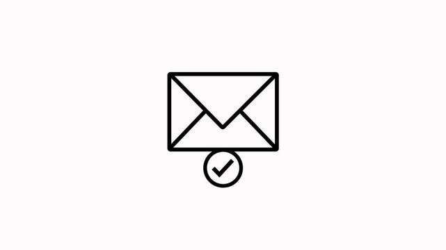 Mail box with check mark animation on white background. Email box and check mark verified icon. Mail envelope and check mark icon for successful e-mail delivery, email delivery confirmation