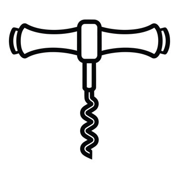 Minimalist Black Corkscrew Icon for Wine Opening