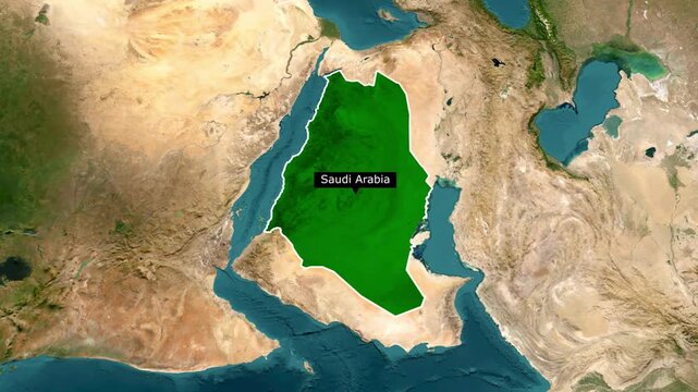 Saudi Arabia Map Animation with Borders, Regions and Location Pin | 4K Political Map Motion Graphic