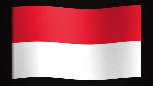 Seamless indonesia flag animation, national day or politics or sport event - 3D rendering - slow motion ripples with high-quality fabric physics. 4k video animation seamless loop