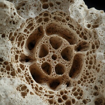 Macro cross section of human bone. Microscopic view of osteon structure in mineralized tissue.
