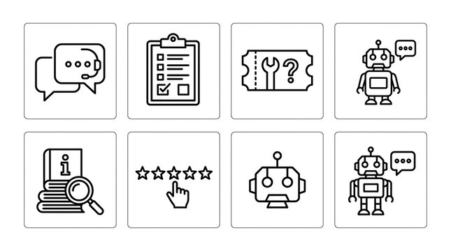 Customer Support and AI Chatbot Outline Icon Set