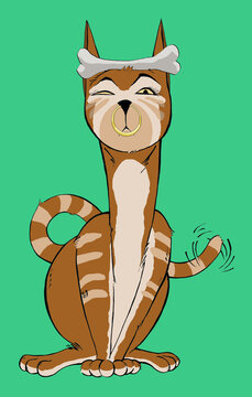 cartoon cat with a bone