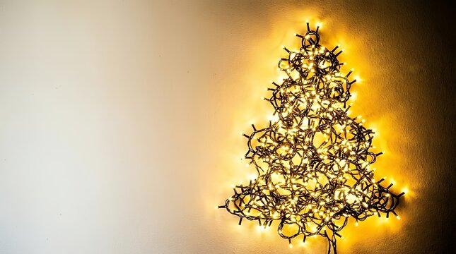An oversaturated Christmas light decoration visualization showing an oversaturated too highly contrasted image of a Christmas light decoration on a friend's wall for community and holiday concepts 3D