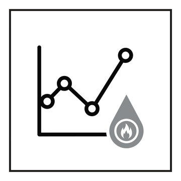 Business finance graph with flame drop icon