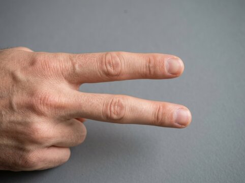 Two Fingers Held Up Signifying Victory Peace Or Number Two