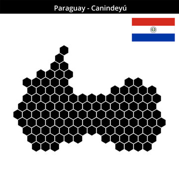 Map of Paraguay region Canindey&uacute; in larger hexagonal shaped dots
