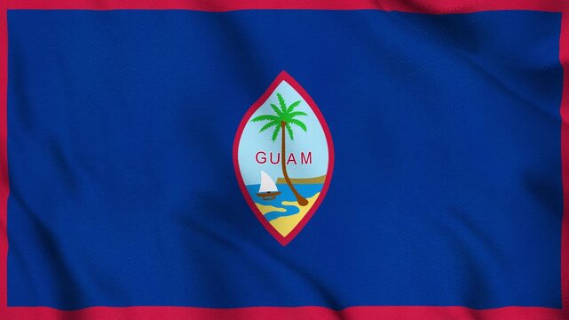 Guam National Flag Waving in Wind with Realistic Fabric Texture, Seamless Loop Animation 4K