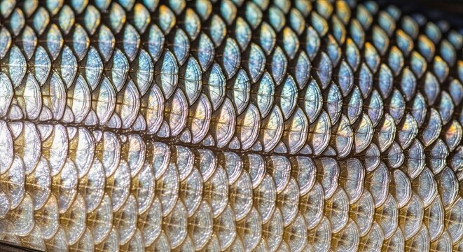 Vibrant Close-Up Of Fish Scales With Iridescent Colors