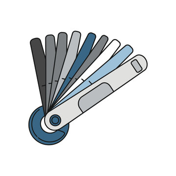 Precision feeler gauge tool illustration for mechanical gap measurement and industrial engineering maintenance tasks