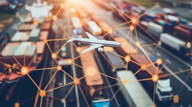 Automated logistics network integrating trucks, drones, and cargo ships using smart technology