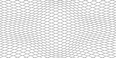 Fishing or soccer net. Repeated hexagon pattern. Black wired mesh texture isolated on white background. Metallic or fabric fence, cage or lattice structure. Vector graphic Illustration. © Rudi