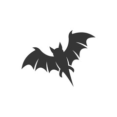 Fototapeta premium Black bat silhouette flying on a white background.