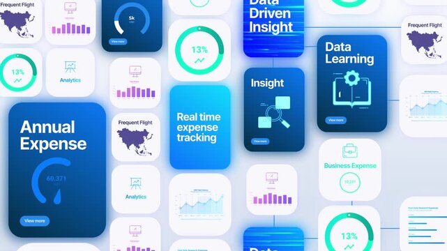 Flat UI UX data analytics dashboard concept animation seamless loop