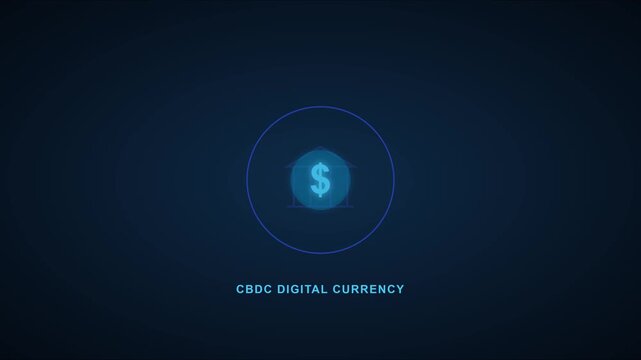 Cbdc digital currency concept: central bank electronic money and financial technology motion for banking and fintech presentations animation 4k