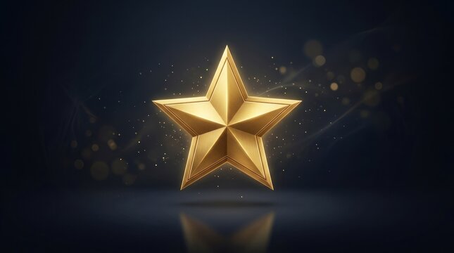A golden star on a dark background with a sparkly effect.