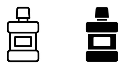 Fototapeta premium Mouthwash Bottle Icons, Oral Hygiene Liquid Container Vector Set, Dental Care Product Graphics, Health and Wellness Symbols