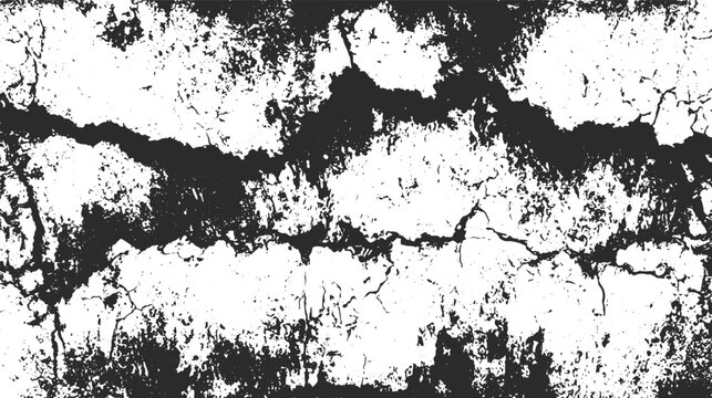 Grunge Crack Overlay with Distressed Broken Texture, Vintage Fractured Surface, Weathered Wall Pattern, Rough Crack Detail, Aged Grunge Background, Vector Illustration.