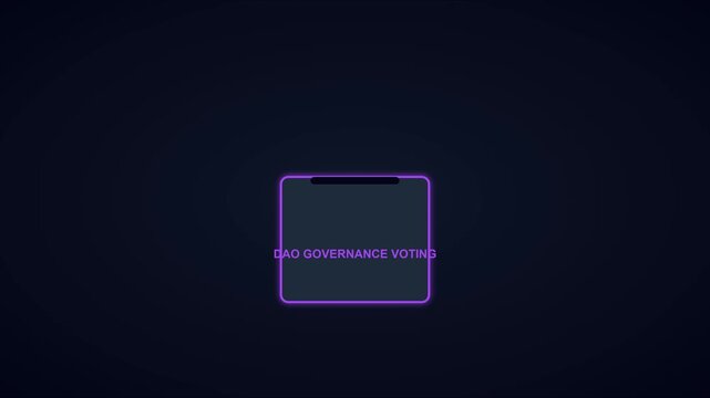 Dao governance voting concept: decentralized blockchain decision making and digital ballot animation 4k