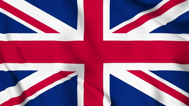 United Kingdom National Flag Waving in Wind with Realistic Fabric Texture, Seamless Loop Animation 4K