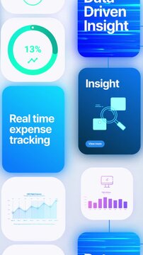 Flat UI UX data analytics dashboard concept animation seamless vertical loop