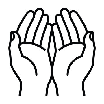 Cupped hands gesture vector illustration outline with offering protection illustration receiving