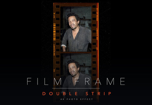 Film Frame Photo Effect Template - Vintage 35mm Double Film Strip Negative Retro Analog Look