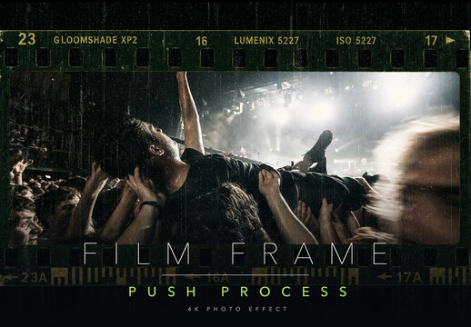 Film Frame Photo Effect Template - Retro 35mm Film Negative Border Grainy Push Process Analog Look