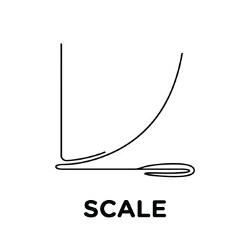 Linear scale diagram with curved line and horizontal base a black outline vector illustration balance calibration chart curve drawing