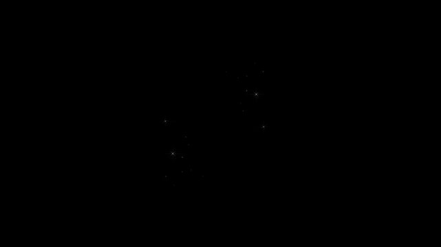 glowing glitter stars trail line animation, twinkling magic dust, fast glowing raunded rectangle shep motion, luxury white glitter sparkles, christmas stars isolated on black background 4k
