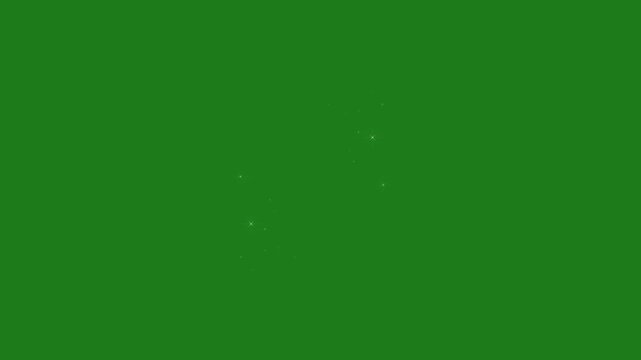 glowing glitter stars trail line animation, twinkling magic dust, fast glowing raunded rectangle shep motion, luxury white glitter sparkles, christmas stars isolated on green background 4k