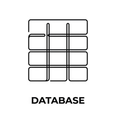 Database icon depicting a grid of rectangular cells with connecting lines on a white background data storage management information © Bar