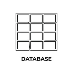 Line art illustration of a database structure with rectangular cells on a white background data storage management information records © Bar
