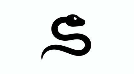 Fototapeta premium Black snake silhouette icon for wildlife or medical logos.