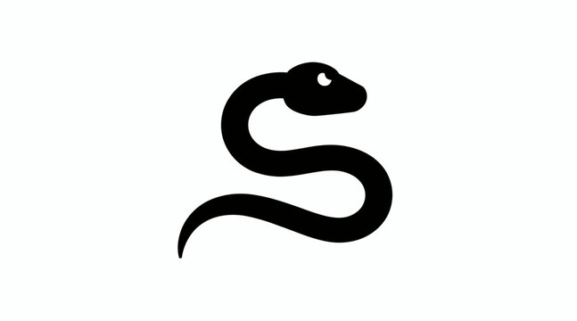 Black snake silhouette icon for wildlife or medical logos.