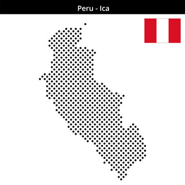 Map of Peru region Ica in medium sized cross shaped dots