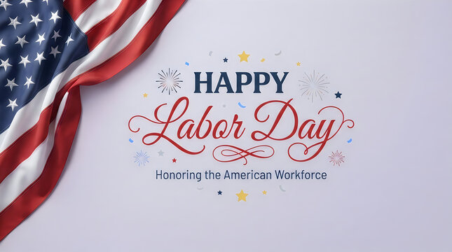 Labor day celebration with american flag festive greeting for us workforce appreciation