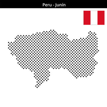 Map of Peru region Jun&iacute;n in medium sized cross shaped dots