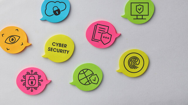 Colorful Cybersecurity Speech Bubbles With Security Icons