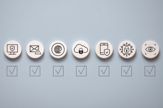 Cybersecurity Checklist With Security Icons and Verification Status