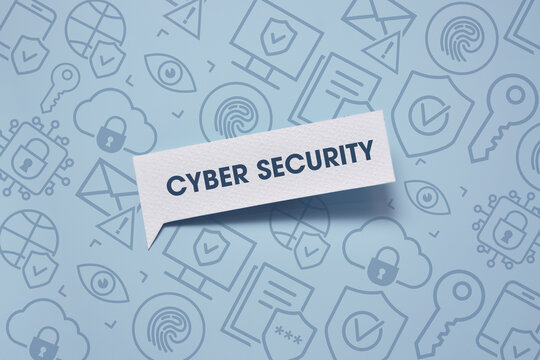 Cyber Security Text Banner on Technology Background