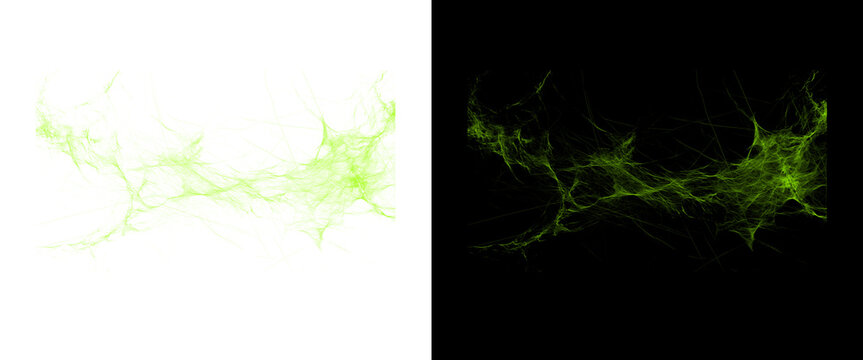 Abstract green smoke trails on black and white backgrounds, ethereal glowing energy wisps, mystical lime green vapor textures for creative overlays