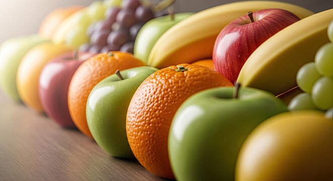 Close up of various fresh colorful organic fruits.