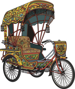 Decorated Rickshaw with Colorful Canopy.