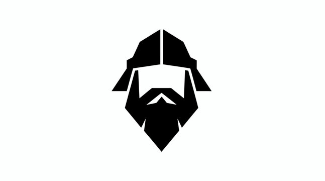 Geometric viking head with beard icon.