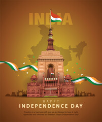 Obraz premium 15th august happy independence day India 80 years logo greetings. abstract vector illustration design.