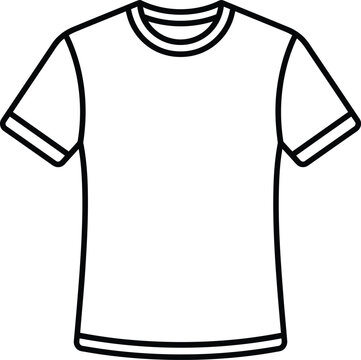 Minimalist t-shirt line icon vector, white cotton shirt template for apparel design, blank short sleeve tee outline for fashion branding and mockups